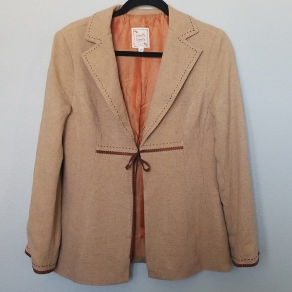 Nanette Lepore Sweet Twee Office tan wool silk blend blazer size 10 - Picture 1 of 7